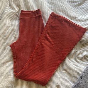 Aerie Velour Orange Wide Leg Pants